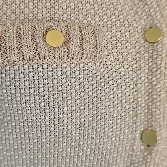 Banana Republic Cardigan Tan With Gold Weave and Gold Buttons - Picture 4 of 7